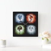 4要素ドラゴン スクエア壁時計 (ホーム)