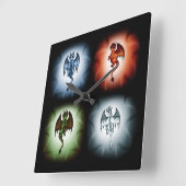 4要素ドラゴン スクエア壁時計 (傾斜)