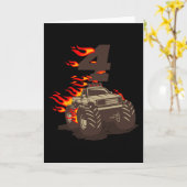 4誕生日モンスタートラック4歳誕生日ボーイトラック カード (黄色い花)