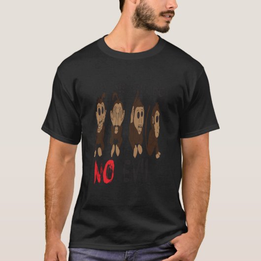 4賢いサル取り付けスクープ Tシャツ (正面)