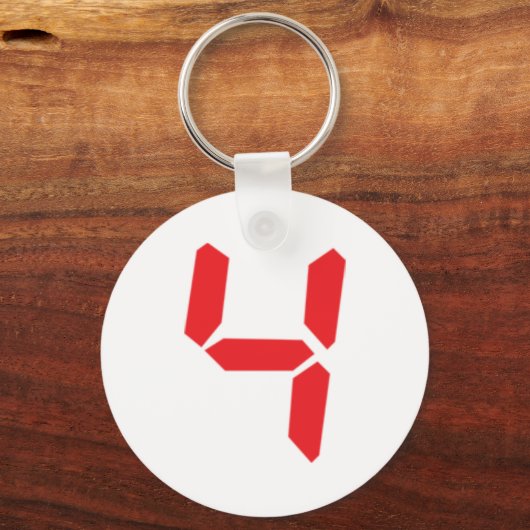 4赤い目覚まし時計デジタル番号 キーホルダー (正面)