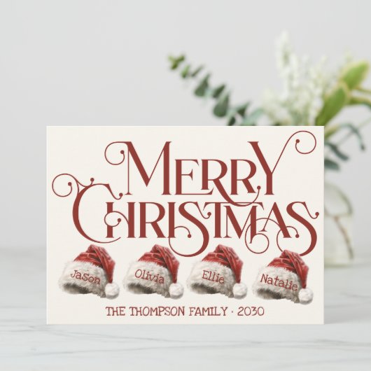 4赤カスタムメリークリスマスのサンタハットファミリー シーズンカード (スタンド正面)