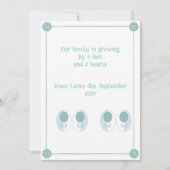 4足、2ハートツイン妊娠の発表 招待状 (正面)