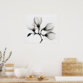 4輪の花をつけたマグノリアの枝（1910-1925年頃） ポスター (キッチン)