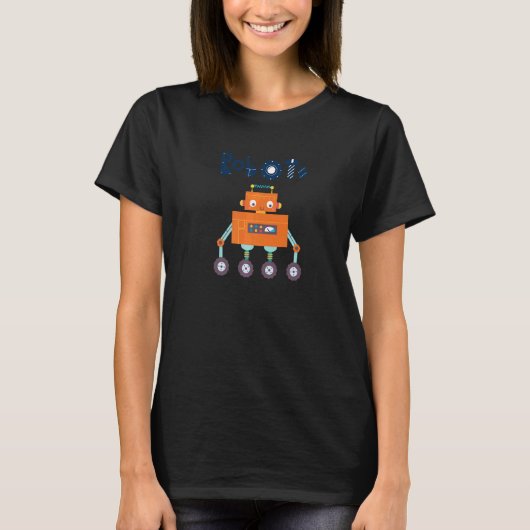 4輪付きオレンジロボット Tシャツ (正面)