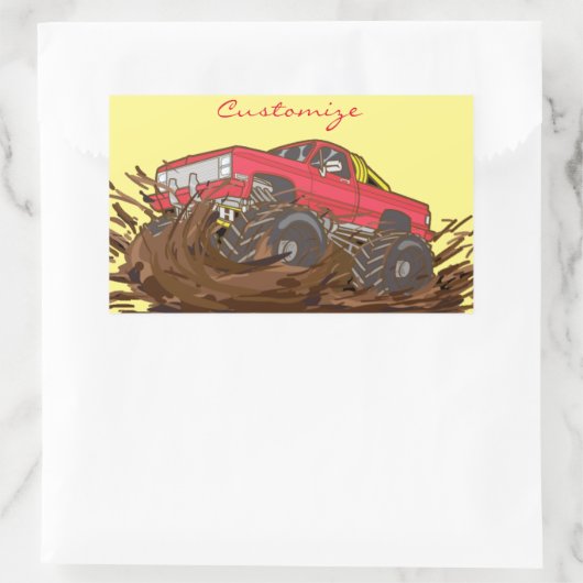 4輪車マッドトラックThunder_Cove 長方形シール (バッグ)