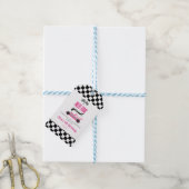 4速ピンクレースカー4th誕生日パーティー ギフトタグ (より糸付き)