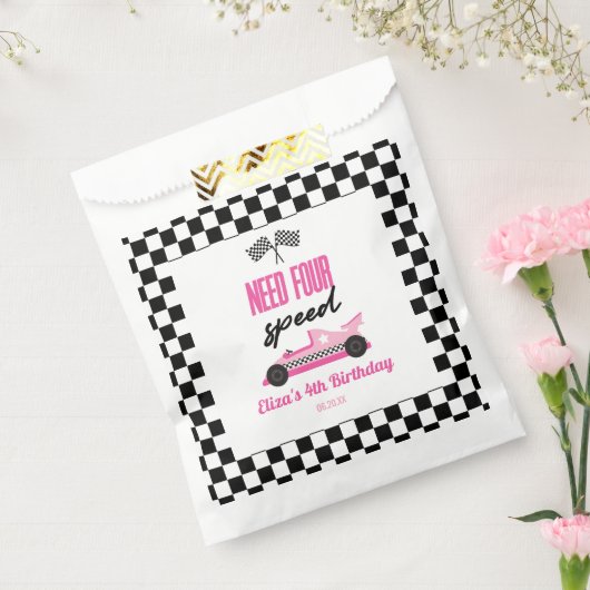4速ピンクレースカー4th誕生日パーティー フェイバーバッグ (封をした状態)