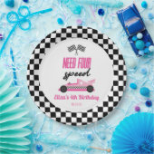 4速ピンクレースカー4th誕生日パーティー ペーパープレート (パーティー)