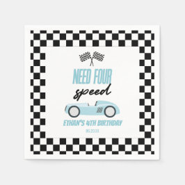 4速ブルーレースカー4th誕生日パーティー スタンダードカクテルナプキン