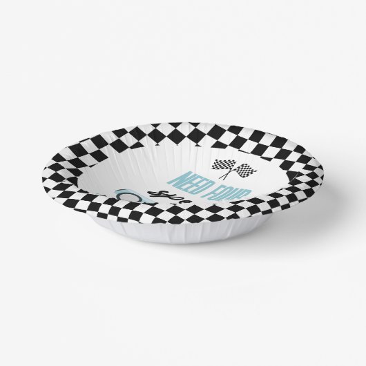 4速ブルーレースカー4th誕生日パーティー ペーパーボウル (傾斜あり)