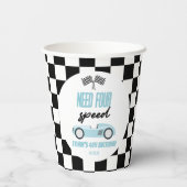 4速ブルーレースカー4th誕生日パーティー 紙コップ (裏面)