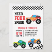 4速モンスタートラックレースカーが必要4th 招待状 (正面)