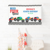 4速モンスタートラックレース4歳の誕生日を必要とする 横断幕 (インサイチュ)