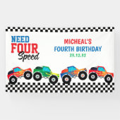 4速モンスタートラックレース4歳の誕生日を必要とする 横断幕 (横)