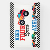 4速モンスタートラックレース4thバースデーバが必要 横断幕 (縦)