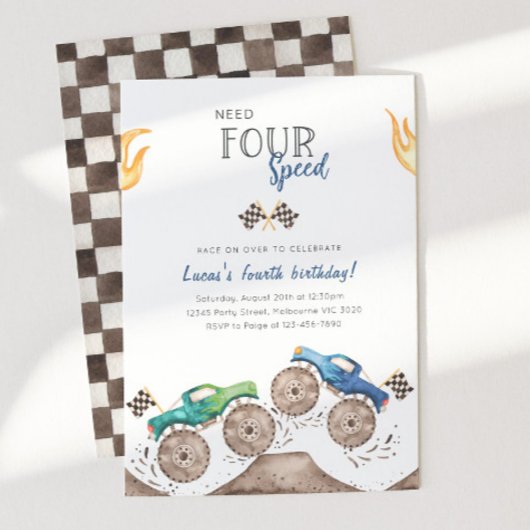 4速モンスタートラック4th誕生日が必要 招待状