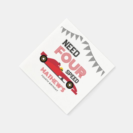 4速レースカー4th誕生日パーティーが必要 スタンダードカクテルナプキン (角)
