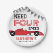 4速レースカー4th誕生日パーティーが必要 ペーパープレート (正面)