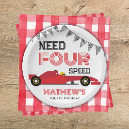 4速レースカー4th誕生日パーティーが必要 ペーパープレート