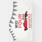 4速レースカー4th誕生日パーティーが必要 横断幕 (縦)