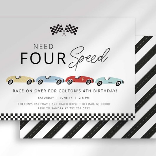 4速4歳の誕生日招待状 招待状