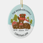 4頭のくまのクリスマスのおもしろいのパーソナライズな系列 セラミックオーナメント (右)