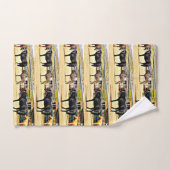 4頭の馬およびろばの浴室タオルセット バスタオルセット (ハンドタオル)