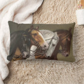 4頭の馬のヴィンテージの芸術のクッションの枕Lumbar ランバークッション (ブランケット)