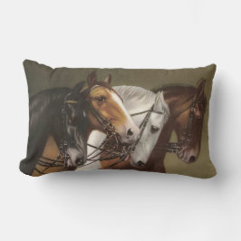 4頭の馬のヴィンテージの芸術のクッションの枕Lumbar ランバークッション