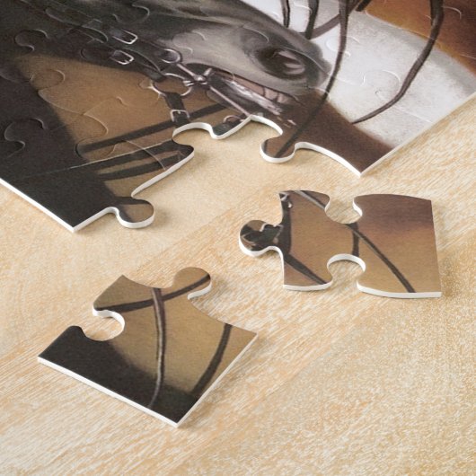 4頭の馬のヴィンテージの芸術のパズル ジグソーパズル (側面)