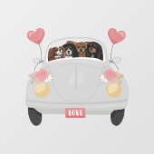 4騎のスパニエル犬とハート  ウィンドウサイン (シート)