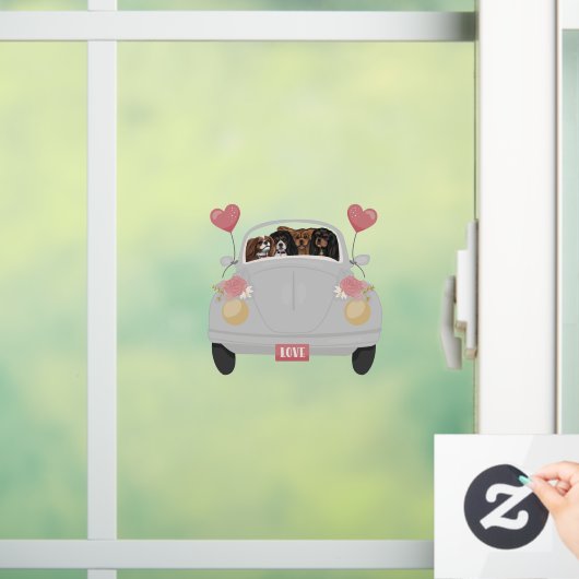 4騎のスパニエル犬とハート  ウィンドウサイン (ホーム)