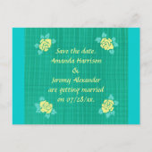 4黄色のバラ緑のテールプレイド日付を保存 案内ポストカード (正面)