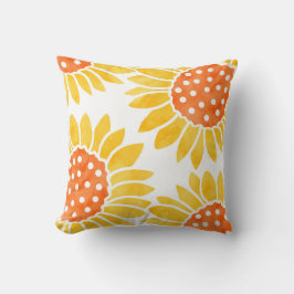 4黄色オレンジ色の水色ひまわり クッション