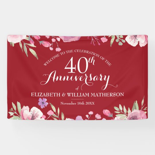 40周年記念ruby結婚バラ歓迎 横断幕 Zazzle Co Jp