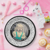 40あなたの写真の乱数パターン黒/白 ペーパープレート (パーティー)