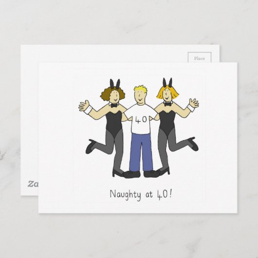 40いけな時!誕生日の挨拶の漫画。 ポストカード (正面/裏面)