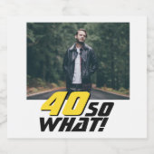 40おもしろいだから何の引用文写真40th誕生日 ビールラベル (シングルラベル)