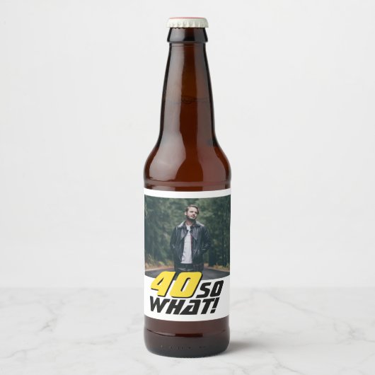 40おもしろいだから何の引用文写真40th誕生日 ビールラベル (正面)