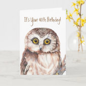 40おもしろい歳の誕生日だ!老いてショックを受けたフクロウ カード (黄色い花)
