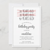 40おもしろい歳の誕生日パーティー 招待状 (正面)
