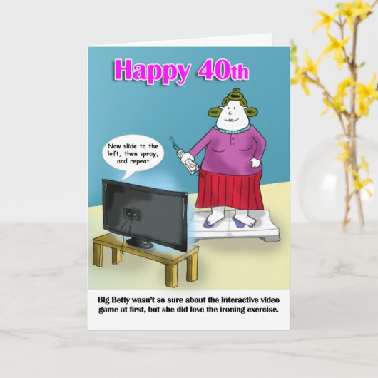 40おもしろい歳の誕生日 カード (黄色い花)