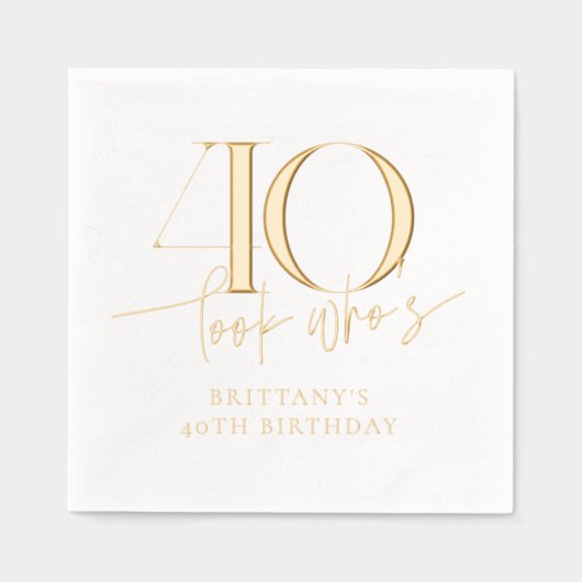 40おもしろい歳シンプル40歳 箔ナプキン (正面)