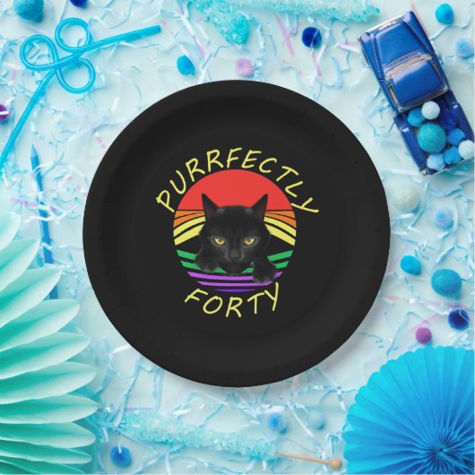 40おもしろい歳誕生日ギャグ1981年黒猫虹 ペーパープレート (パーティー)