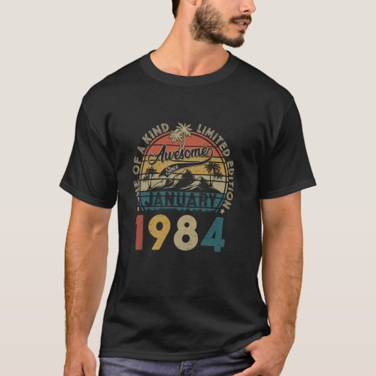 40おもしろい歳1984年1月ヴィンテージ40誕生 Tシャツ (正面)