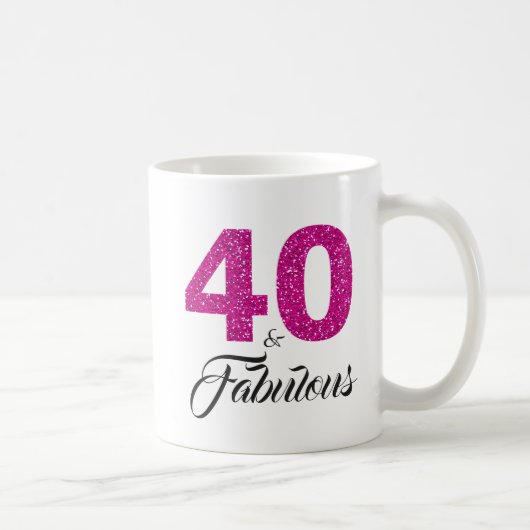 40およびすばらしいピンクのグリッターの第40誕生日 コーヒーマグカップ (右)