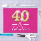 40およびすばらしいピンクの金ゴールドの誕生日 薄葉紙 (クラフト)