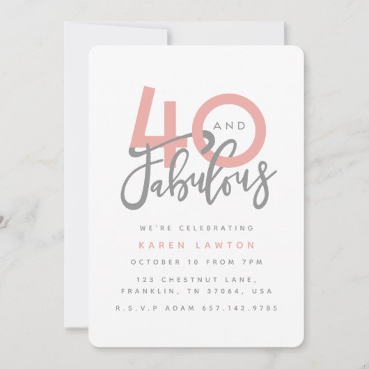 40およびすばらしい誕生日のパーティの招待状 招待状 (正面)
