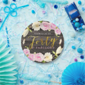 40およびすばらしい|素朴な花の誕生会 ペーパープレート (パーティー)